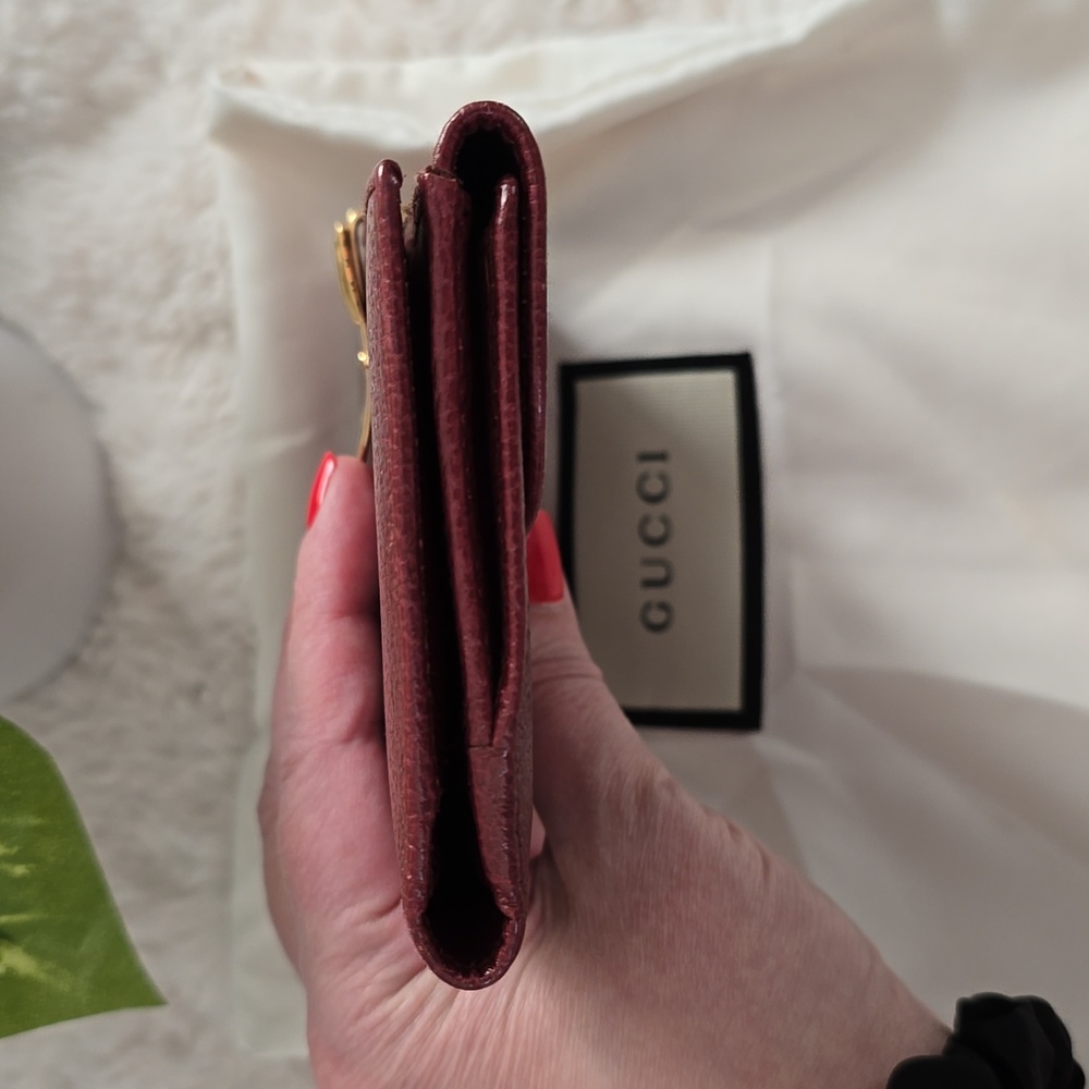 Gucci Vintage Burgundy Leather Long Wallet with COA, EUC - Picture 11 of 13